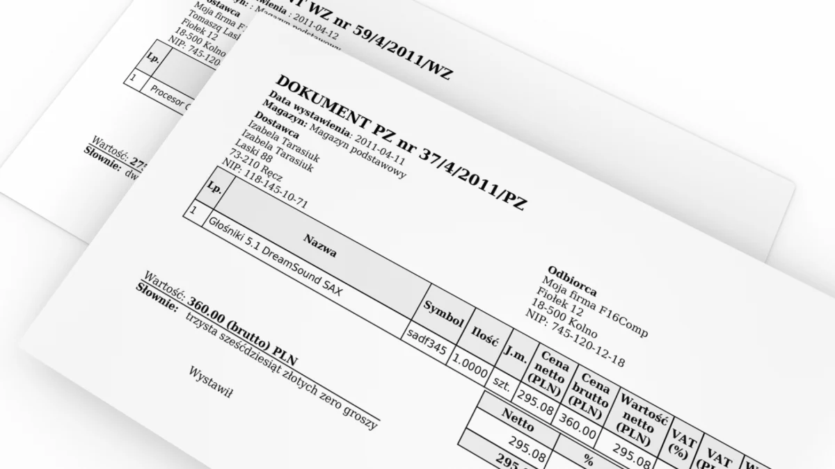 Przykładowa faktura VAT z programu Asystent